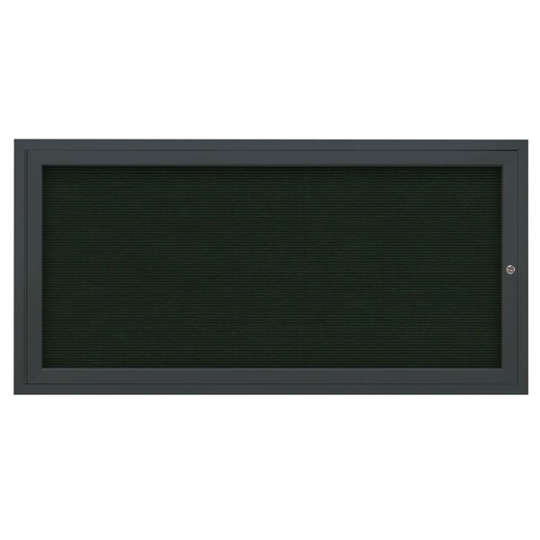 72"x36" 3-Door Enclosed Outdoor Letterboard, Hdr, Green Felt/Black